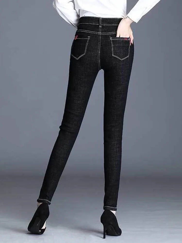 Hight Waist Skinny Pencil Jeans Woman Korean Vintage Casual Stretch Denim Pants Oversiz 6xl Streetwear Slim New Kot Pantolon