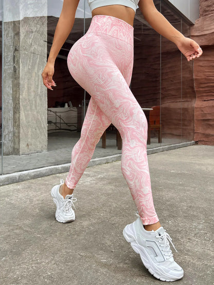 Tie Dye Seamless Leggings Gym  Leggins Printed Pink Legings Sports Women Fitness High Wais Ttights Push Up Running Yoga Pants