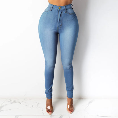 2022 Spring New 5 Colors High Waist Thin Jeans For Women Fashion Casual Slim Elastic Denim Pencil Pants S-3XL Drop Shipping 