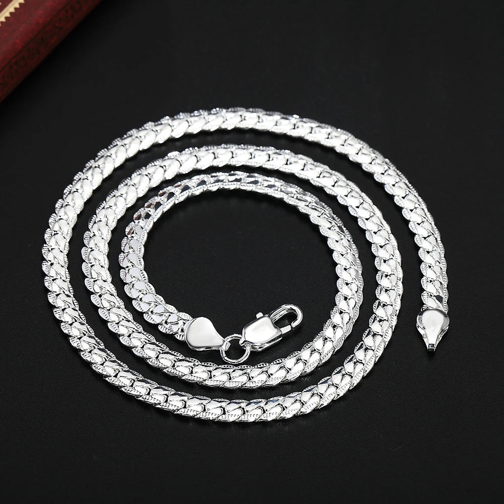 Andara Fine 45-60cm 925 Sterling Silver 6MM Collana completa Bracciale Gioielli di moda per donna Uomo Catena a maglia Set regalo di nozze