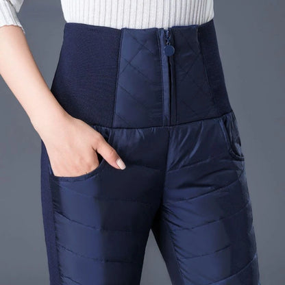 Women's Winter Cotton Pants High Waist Thickened Windproof Warm Down Casual Pants New Slim Pencil Pants Nine-point Pants