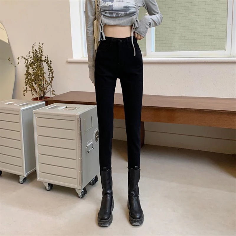 Classic High Waist Ankle-length Pencil Denim Pants Female All-match Slim Stretch Streetwear Jeans Woman 2023 Skinny Women Pants