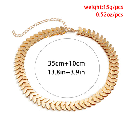 Lacteo Trendy Gold Color Petals Shape Short Neck Chain Necklace Choker for Women Jewelry Collar Clavicle Necklaces Gifts Party