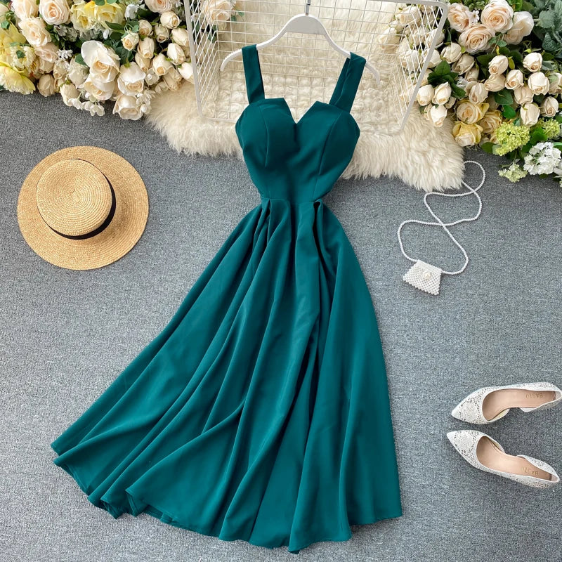 Summer Robe 2023 Dress Women V Neck Long Party Dresses Sexy Tank Backless Spaghetti Strap Maxi Female Holiday Vestidos