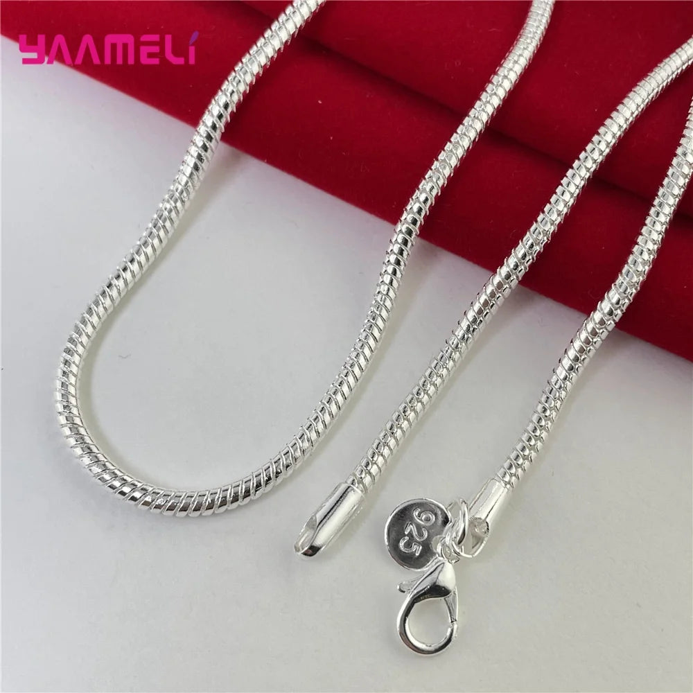 Grande promozione Collana a catena in argento sterling 925 autentica al 100% con chiusure a moschettone per uomo donna pendente 1.2/3/4mm 16-30 pollici