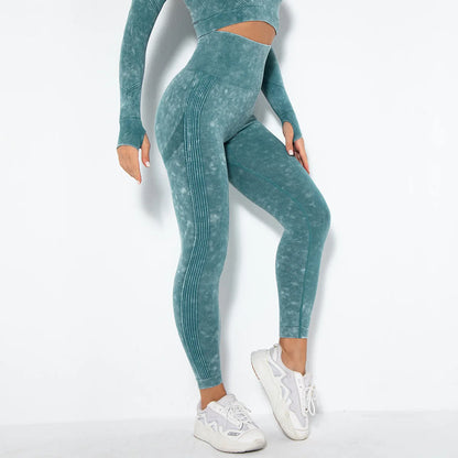 Leggings senza cuciture sui fianchi color pesca a vita alta, pantaloni da yoga fitness da corsa, lavati con la sabbia, attillati, ad asciugatura rapida, taglia extra large