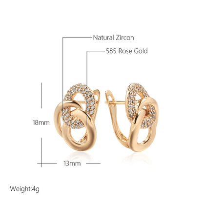 Unique Design Multi-Hoop English Earrings For Women SYOUJYO Natural Zircon Full Paved 585 Rose Gold Color Trendy Jewelry