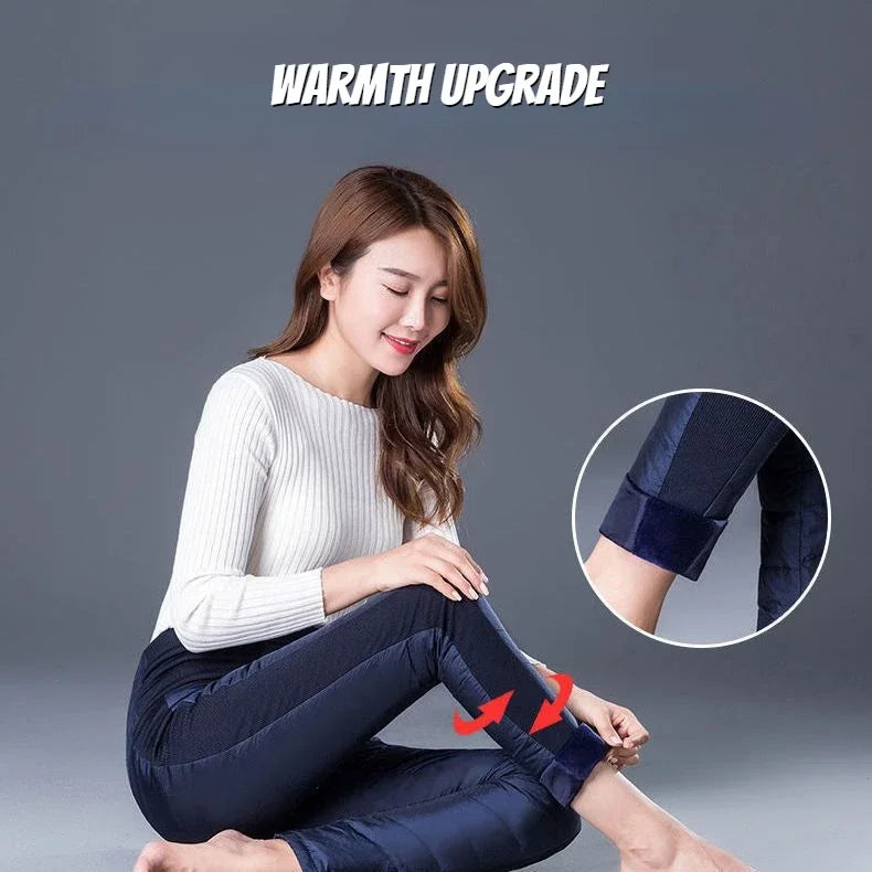 Women's Winter Cotton Pants High Waist Thickened Windproof Warm Down Casual Pants New Slim Pencil Pants Nine-point Pants