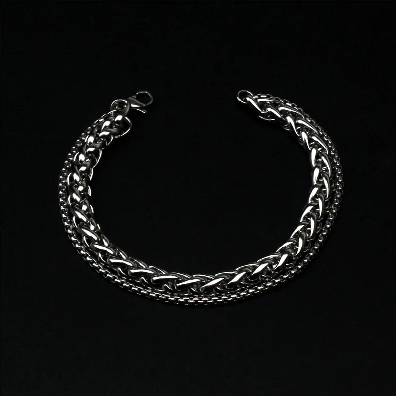 Men's Vintage Aggressive Keel Hip-hop Thick Chain Mens Bracelet Hip-hop Punk Personality Stainless Steel Jewelry Pulsera Hombre