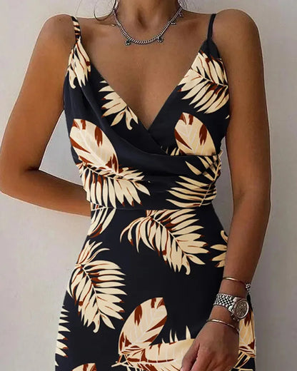 Elegant Women Sexy Long Dresses 2023 Summer Fashion Print Gradient Solid Out Off Shoulder V-Neck Female Camisole Dress S-XXXL