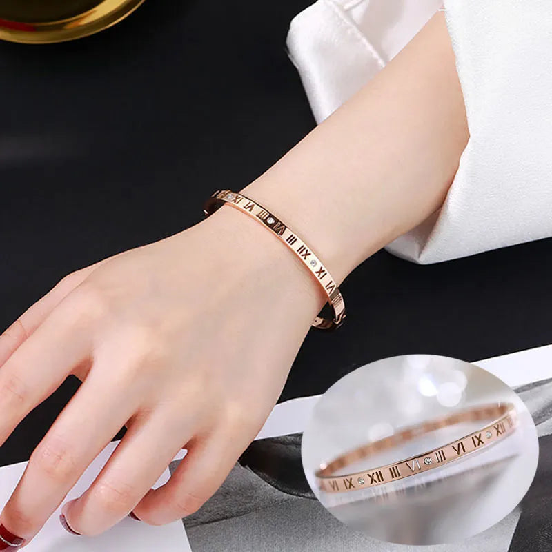 Roman Numerals Bracelet For Women Stainless Steel Jewelry Accessories Luxury Bracelet Women Fashion
