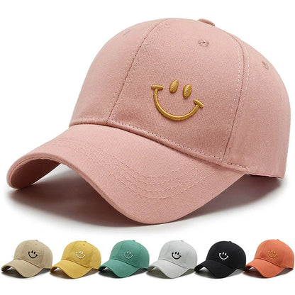 Gorra de béisbol sonriente para mujeres y hombres ajustable