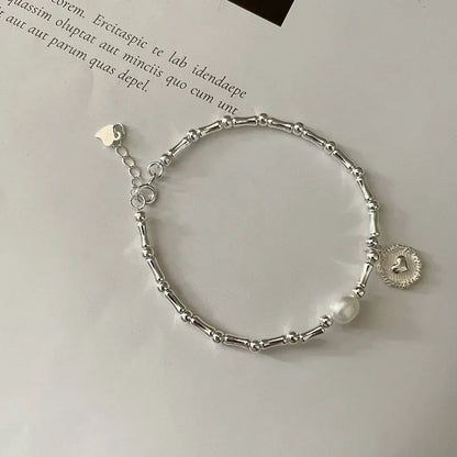 Bracciale in argento sterling 925 Bracciale con nodi di perle parziali per le donne Bracciale con ciondoli per gioielli con perline di design di lusso alla moda 