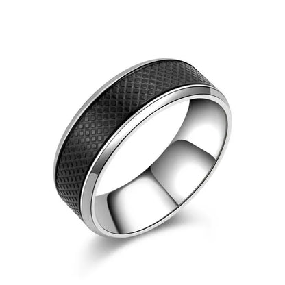 New High Quality Stainless Steel Men Rings Western Titanium Steel Black White Ring For Fashion Jewelry