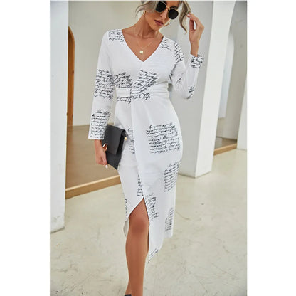 Women Elegant Bodycon Evening Party Long Dresses 2023 Autumn Winter Sexy High Spilt Long Sleeve Office Lady Maxi Dress Vestidos