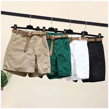 Pure cotton casual shorts for women in 2023 summer wear Korean version versatile A-line pants summer pants women's shorts