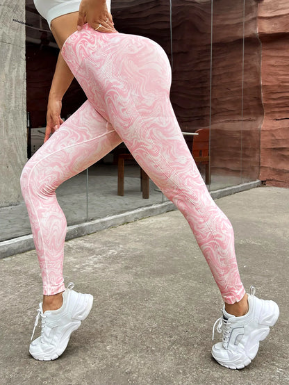 Tie Dye Seamless Leggings Gym  Leggins Printed Pink Legings Sports Women Fitness High Wais Ttights Push Up Running Yoga Pants