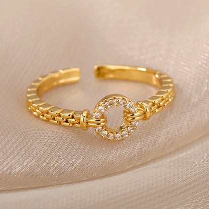 48 anelli in acciaio inossidabile da donna in stile stile oro scavano l'anello aperto geometrico per il regalo dei gioielli da dito della ragazza femminile Spedizione gratuita 