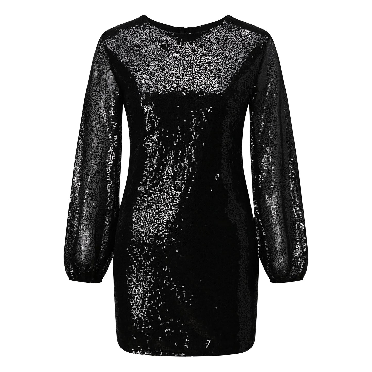 White Sequins Dress for New Year 2023 Women's Fashion O-neck Long Sleeve Mini Winter Dress Spring Sexy Lady Bodycon Party Dress