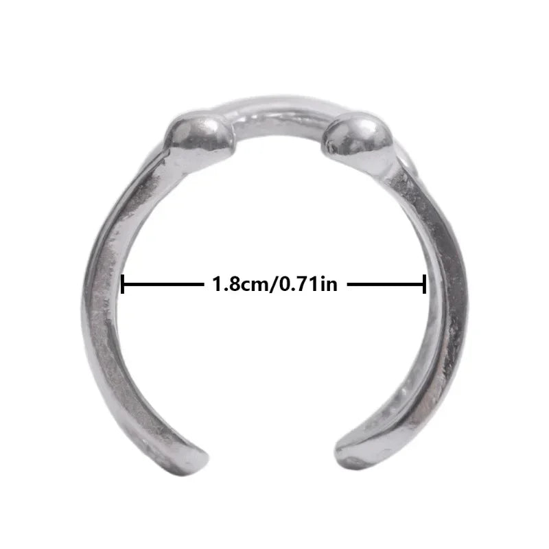 New Silver Color Smile Shape Ring for Women Girls Y2K Stainless Steel Rings Adjustable Opening Ring Fashion Jewelry Friend Gifts