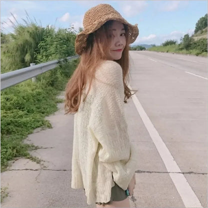 Cardigan for Women Summer Crop Knit Cardigan Y2k Sweater Women Loose Coat Kardigan Sweter Cardigans Korean Cropped Cardigan