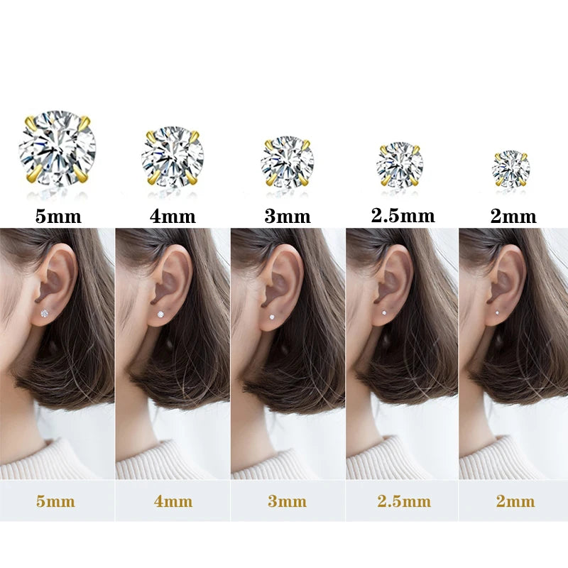 2PCS G23 Titanium Stud Earrings for Women 20G With Zircon Lady Ear Tragus Cartilage Piercing Jewelry