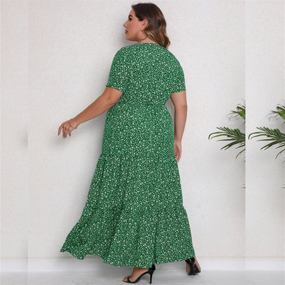 2022 Summer New Hot Sale Plus Size Round Neck Short Sleeve Dress For Women