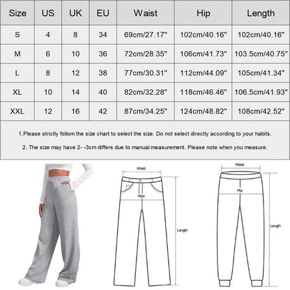 Wide Leg Pants For Women’S Fleece Lined Sweatpants Straight Pants Bottom All-Math Plain Fitness Joggers Travel Basic Pants