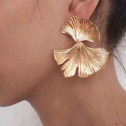 Bohemian Geometric Gold Color Ginkgo Biloba Leaf Shape Drop Earrings for Women Statement Ear Jewelry Accessories Punk