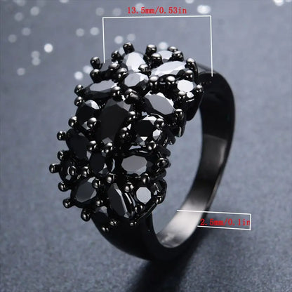 Luxury Rings Unique Female Black Oval Inlaid Cross Border Rings Vintage Big Wedding Rings For Women Men Jewelry Gift Fashion