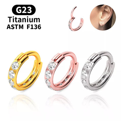 G23 F136 Titanium Fashion Hoop Earrings for Women Round Circle Earring Girls Zircon Piercing Earings Personalized Trend Jewelry