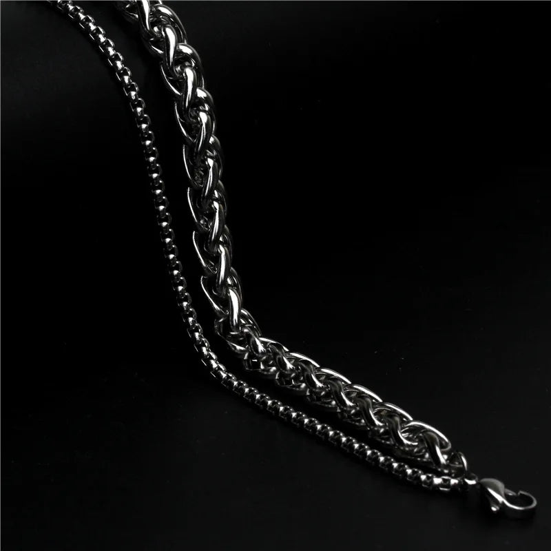 Men's Vintage Aggressive Keel Hip-hop Thick Chain Mens Bracelet Hip-hop Punk Personality Stainless Steel Jewelry Pulsera Hombre