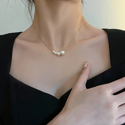 New Fashion Four Pearl Choker Necklaces Girl Summer Luxury Baroque Pearl Pendant Clavicle Chain For Women Jewelry Gift