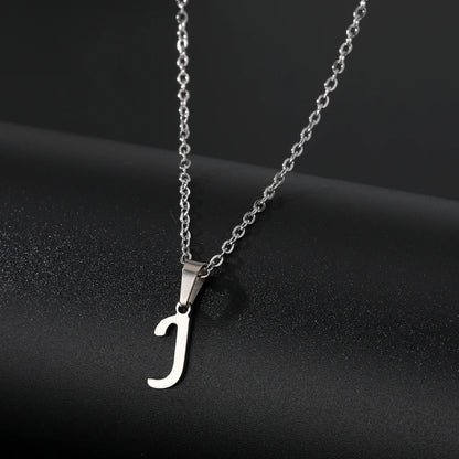 Stainless Steel English Alphabet 26 A-Z Letter Necklace Pendant Women Men Capital Initial Name Necklace Birthday Gift