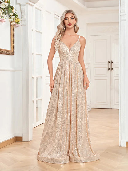 Elegant Backless Sequins Evening Dress Long 2024 Mermaid Formal