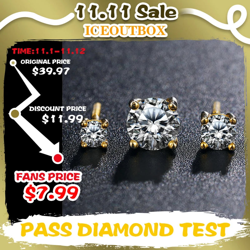 Real 0.1-1 Carat D Color Moissanite Earrings For Women 100% 925 Sterling Silver Earring 2021 Trend Wedding Jewelry 585 Rose Gold