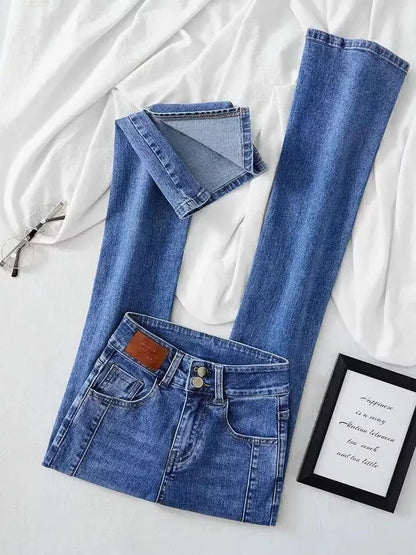 Skinny Hight Waist Split Flare Jeans Korean Streetwear Casual Stretch Denim Pants Woman Oversize 4xl Bell Bottom Kot Pantolon