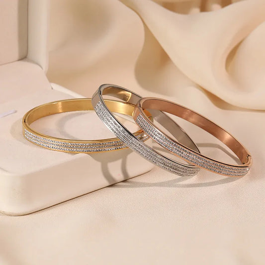 Bracciale in zircone per donna Set di braccialetti di lusso con accessori di gioielli in acciaio inossidabile di moda
