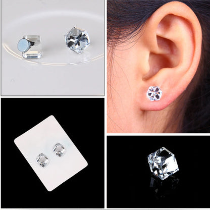 Fashion Versatile Non-Percing Earring Lymphatic Magnetotherapy Jewelry Strong Magnetic Lymphvity Cubic Square Ear Stud for Women