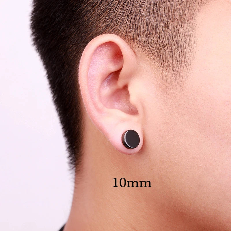 Punk Titanium Steel Men Strong Magnet Magnetic Ear Clip Stud Set No Piercing Earring For Girlfriend Boyfriend Lover Jewelry Gift