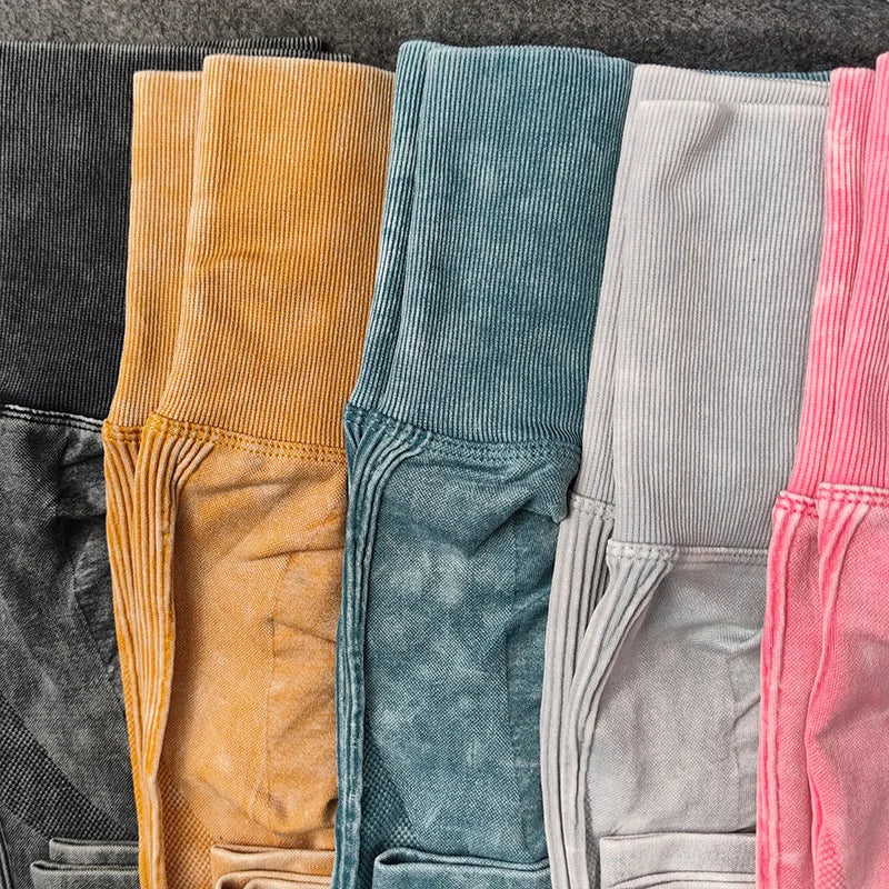 Leggings senza cuciture sui fianchi color pesca a vita alta, pantaloni da yoga fitness da corsa, lavati con la sabbia, attillati, ad asciugatura rapida, taglia extra large