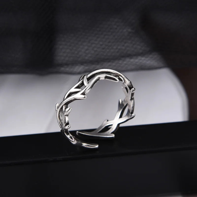 Couple Punk Irregular Thorns Couple Rings Retro Hip-hop Personality Adjustable Finger Ring for Men Women Lovers Jewelry Gifts