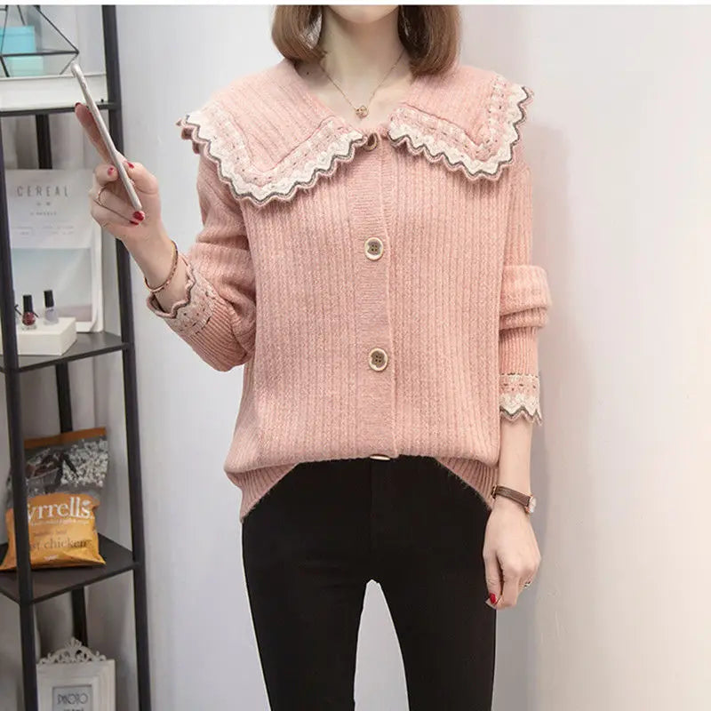 Loose sweaters Cardigan sweater Ladies' coats Autumn and winter coats Student Sweatersweater womensweater womensweater womentops