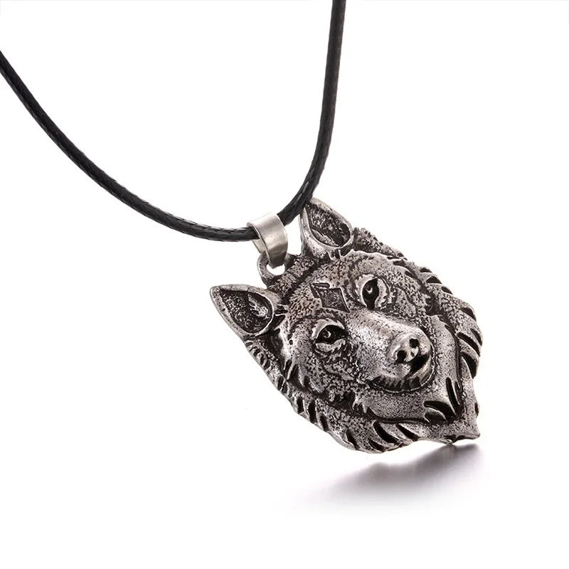 Mens Jewellery Tibetan Silver Wolf Head Pendant Necklace for Men Vintage Amulet Animal Viking Men Gift Jewelry Collar Hombre