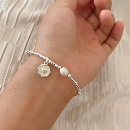 Bracciale in argento sterling 925 Bracciale con nodi di perle parziali per le donne Bracciale con ciondoli per gioielli con perline di design di lusso alla moda 