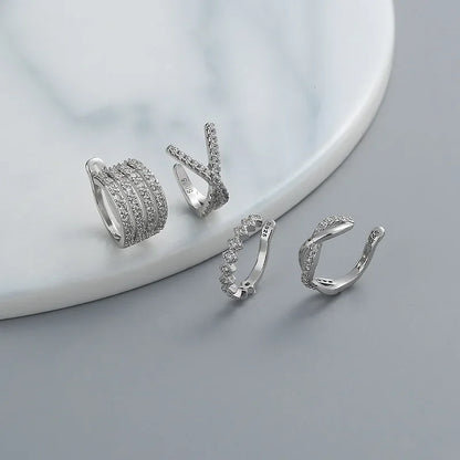 1 pezzo di cristallo coreano onda croce polsino dell'orecchio clip su orecchini per le donne senza piercing gioielli non forati caldo 