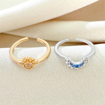 2 piezas anillo brillante anillo adecuado Riyue