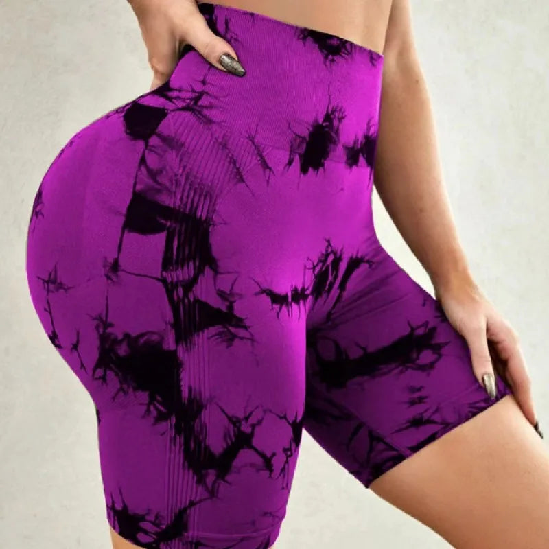 Pantaloni da yoga tie dye Leggings sportivi da donna a vita alta sollevamento dell'anca jacquard senza cuciture corsa fitness allenamento palestra abbigliamento 