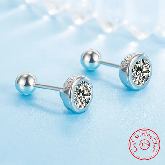 Genuine 925 Sterling Silver Lady's High Quality Fashion Jewelry Crystal Stud Earrings XY0228