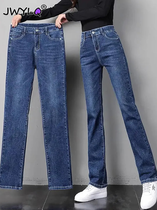 Oversize 32 Simple High Waist Straight Pants Woman Spring Autumn Basic Washed Baggy Jeans 2023 All-match Vaqueros Denim Trousers